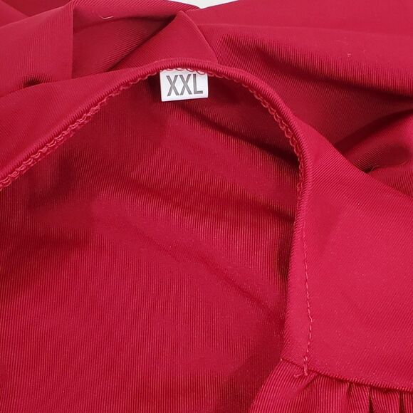 Bodycon Cocktail Maxi Dress V-Neck Bishop Sleeve High Split Ruched Red Formal - Picture 8 of 10